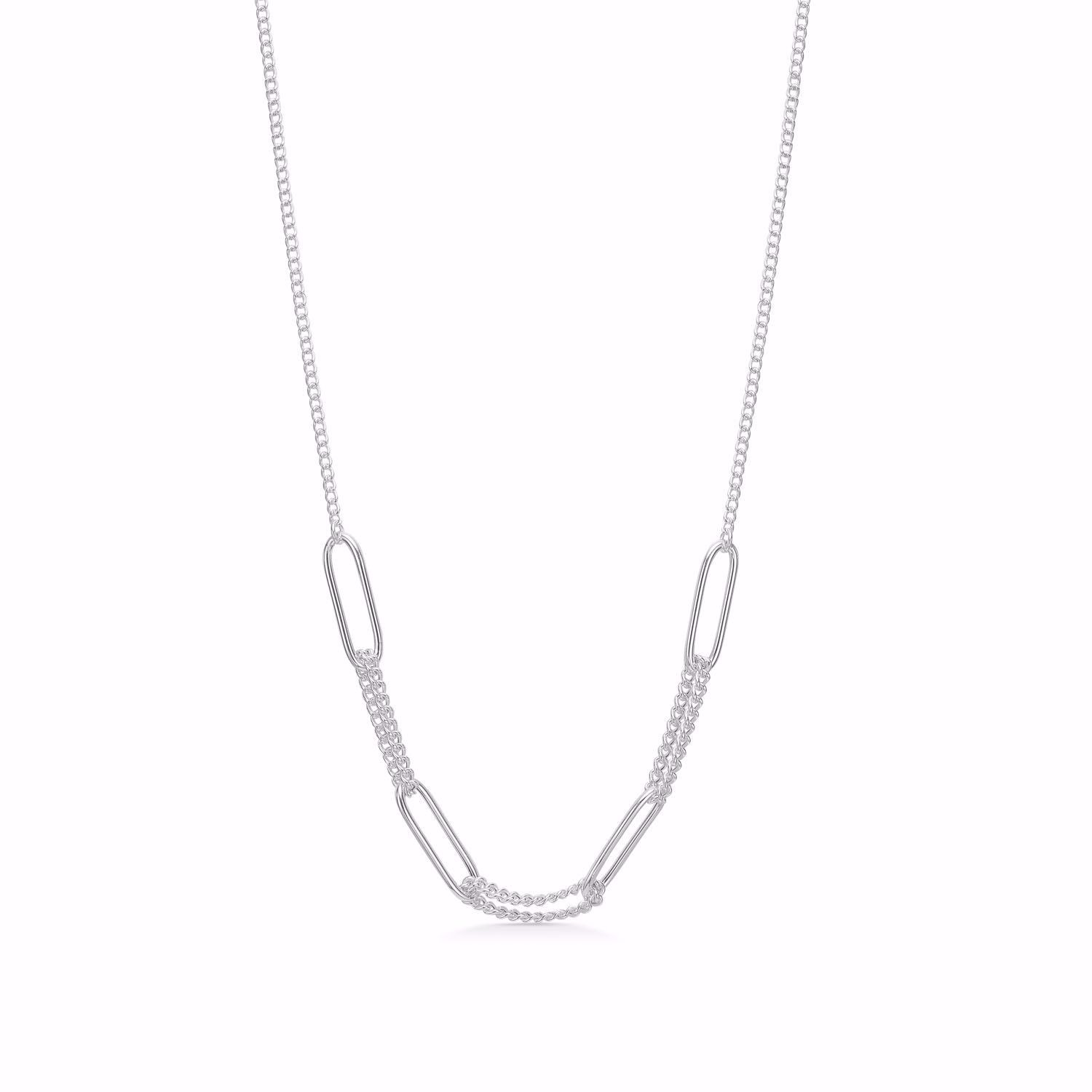 0005520_seville-solv-panser-og-flad-anker-halskde-896745 Seville Jewelry halskæde - sølv - Billede 1