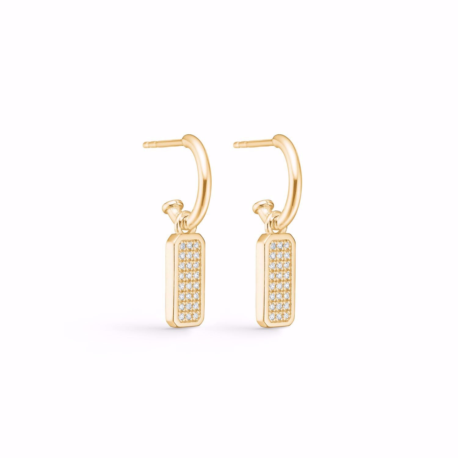 0007170_solv-forgyldte-orestikker-med-zirkonia-11546f Guld & Sølv Design creoler m. vedhæng - forgyldt sølv - Billede 1