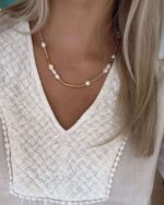 Seville Jewelry Adria perlehalskæde - forgyldt sølv - Billede 2
