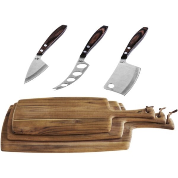 100432119 TV TAPASBRÆTSÆT 3 STR FSC TEAK Timm Vladimir Kitchen tapasbræt- og osteknivsæt - Billede 1
