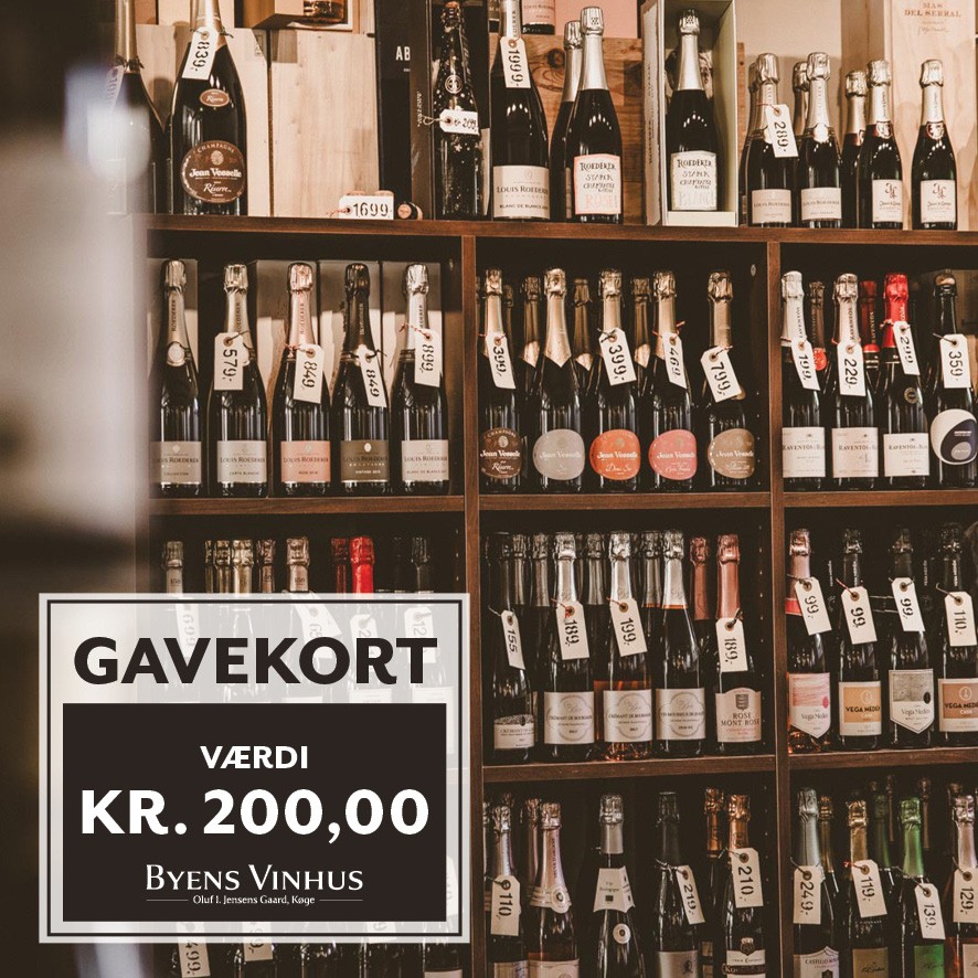 Gavekort Byens Vinhus 200 Gavekort til Byens Vinhus - 200kr - Billede 1